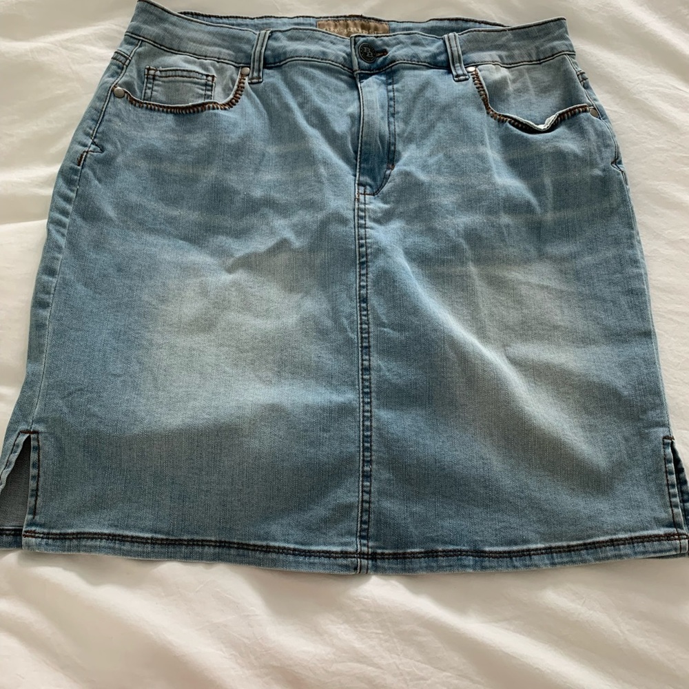 Knee length denim skirt